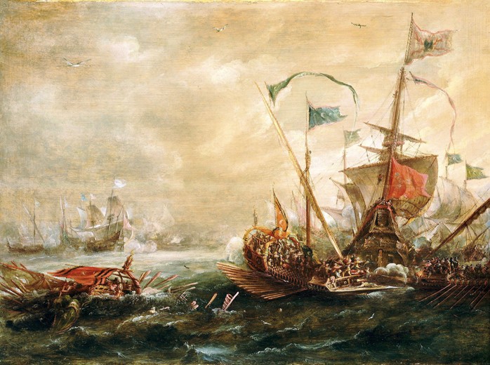 Gefecht zwischen einer spanischen Galeone und Barbaresken-Korsaren von Andries van Eertvelt