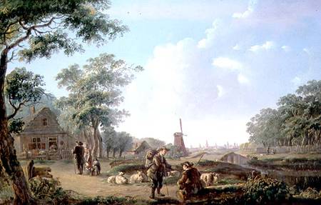 Rustic figures on the outskirts of a Dutch Town von Andries Vermeulen