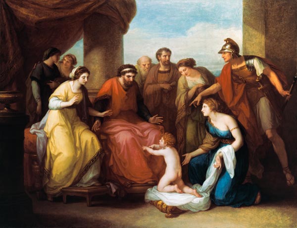 Der junge Pyrrhus bittet den illyrischen König Glaukias und seine Gemahlin um Zuflucht von Angelica Kauffmann