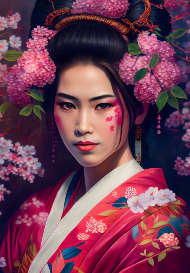 Blühende Schönheit: Eine Geisha im Farbenrausch der Natur 2023