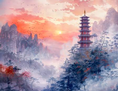 Chinesischer Tempel in Bergwelt 2024
