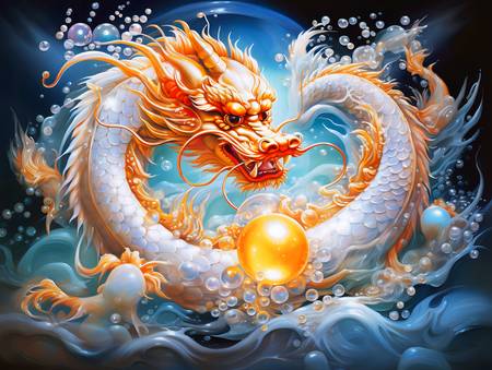 Jahr des Drachen. Chinesischer Dache des Meeresschaumes. Tierkreiszeichen 2023