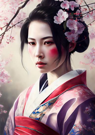 Sakura Traum: Bezaubernde Geisha zwischen Kirschblüten 2023