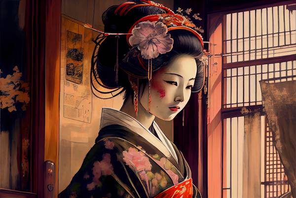 Verwobene Geschichte: Traditionelle Geisha in authentischer Robe von Anja Frost