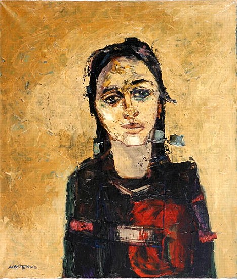 Portrait of a Girl on Gold (oil on canvas)  von Anna  Kostenko