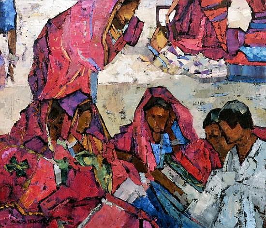 Sitting Women in Pink (oil on canvas)  von Anna  Kostenko