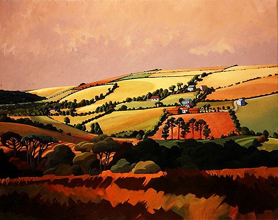 From the train, South Devon, No.1 (oil on canvas)  von Anna  Teasdale