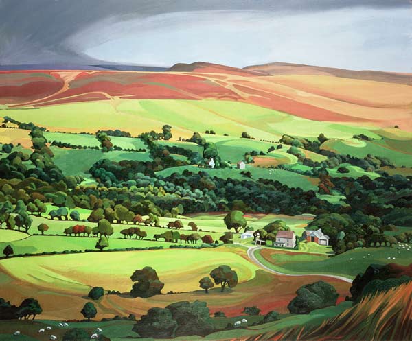 Welsh Valley (oil on canvas)  von Anna  Teasdale