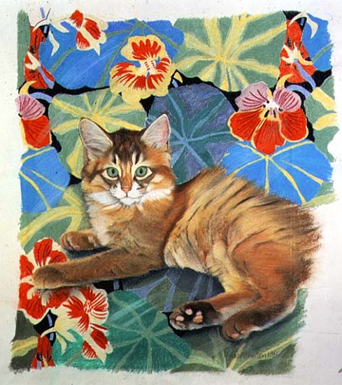 Sootsy and Dufy Fabric (pastel on paper)  von Anne  Robinson