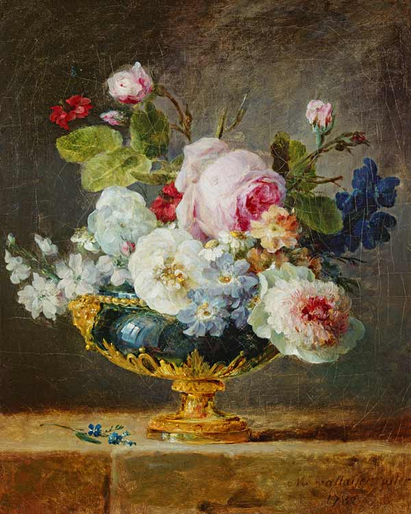 Flowers in a blue vase von Anne Vallayer-Coster