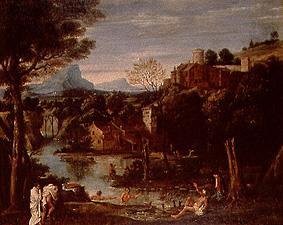 Landschaft mit Fluß und Burg von Annibale Carracci