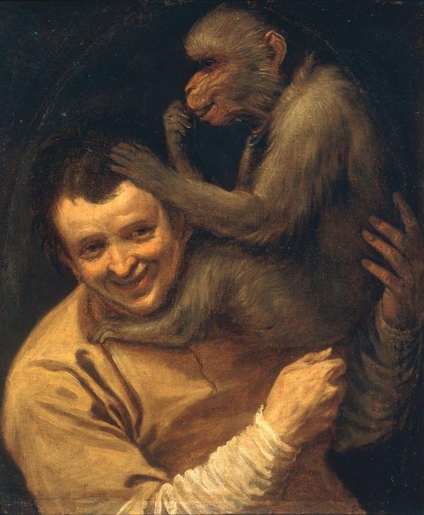 Mann mit lausendem Affen von Annibale Carracci