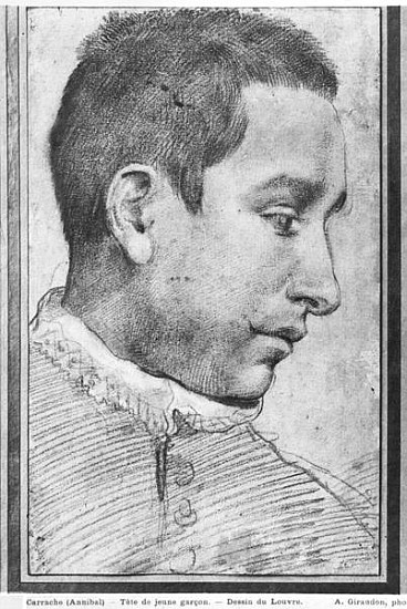 Portrait of a young man (red chalk, wash of red chalk & white gouache highlights on paper) von Annibale Carracci