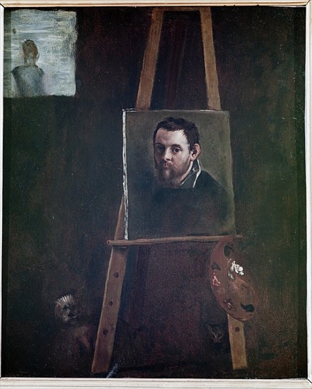 Self portrait mounted on an easel von Annibale Carracci