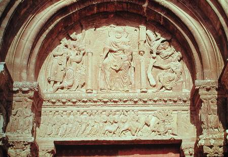 Adoration of the Magi and the Entry of Christ into Jerusalemfrom the tympanum of the left portal of von Anonym Romanisch