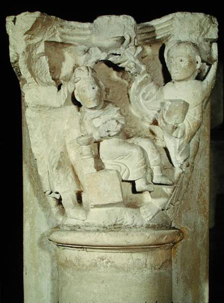 Capital with a relief depicting the Sacrifice of Abraham von Anonym Romanisch