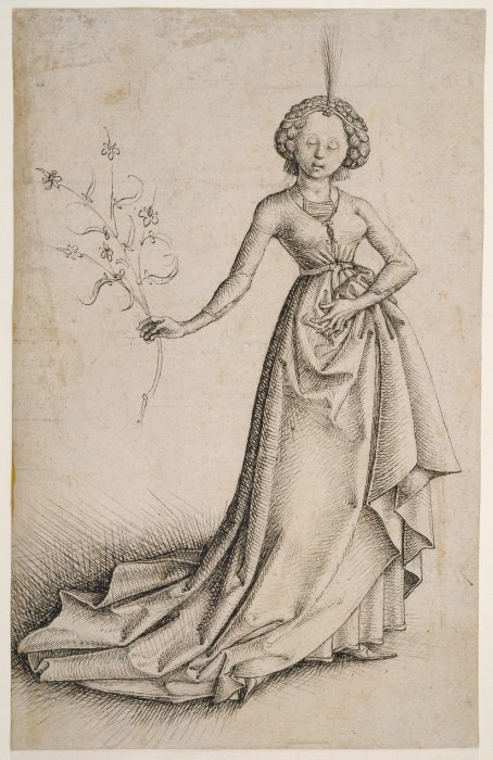 Junge Frau mit Blütenranke von Anonym