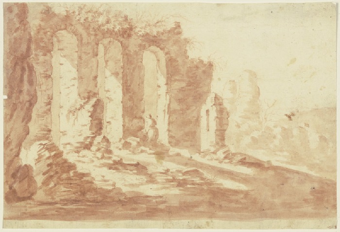 Landschaft mit Ruine eines Aquäduktes von Anonym