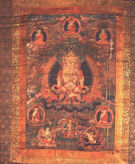 1965.10 Thangka of Vairochana's emanation Sarvavid with Eight Figures von Anonymous