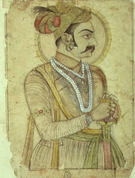 63.1728 Portrait of the Maharaja Sri Karan Singh, attributed to Rukhnuddin, Bikaner, Rajasthan, Rajp von Anonymous