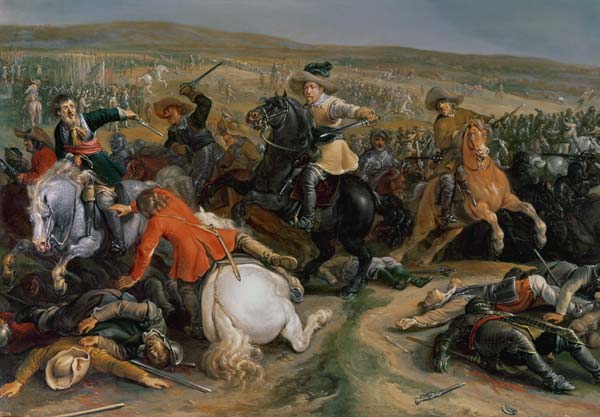 Gustavus II Adolphus, King of Sweden (1595-1632) leading a cavalry charge at the Battle of Lutzen von Anonymous
