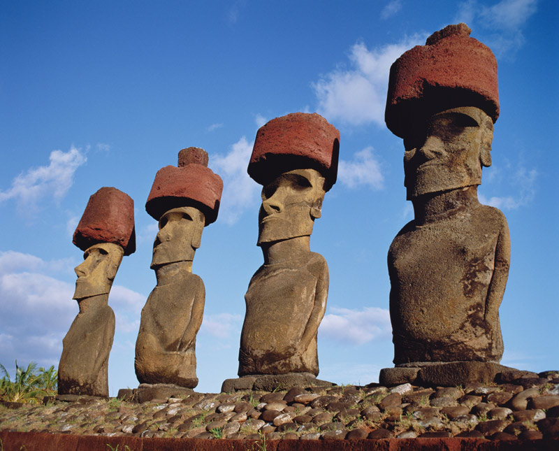 Monolithic Statues on Ahu Nau Nau at Anakena Beach von Anonymous