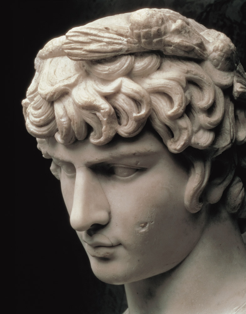 Portrait head of Antinous wearing the wreath of Dionysus, part of a statue from the villa of Emperor von Anonymous