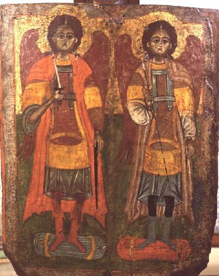 Archangels Michael and Gabriel, Byzantine icon,early period von Anonymous