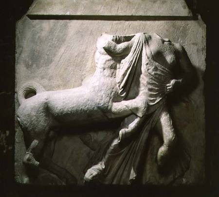 Centaur and female Lapith, metope no. 11 from the south frieze of the Parthenon,Greek von Anonymous