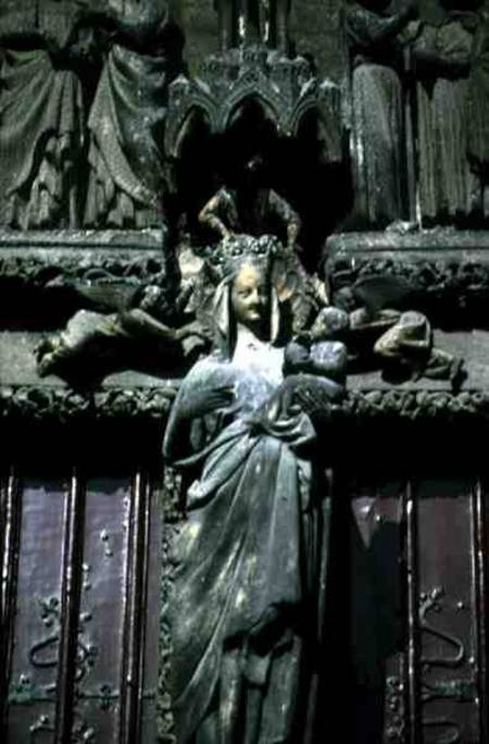 Central trumeau figure of the Virgin and Child from the South Transept Portal von Anonymous