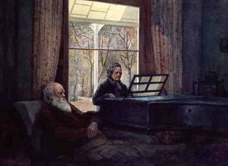 Charles Darwin and his wife at the Piano von Anonymous