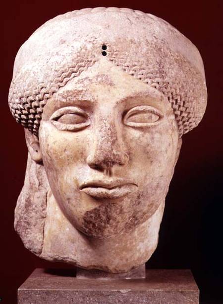 Colossal head of a Goddess, probably late Archaic to early Classical,Greek von Anonymous