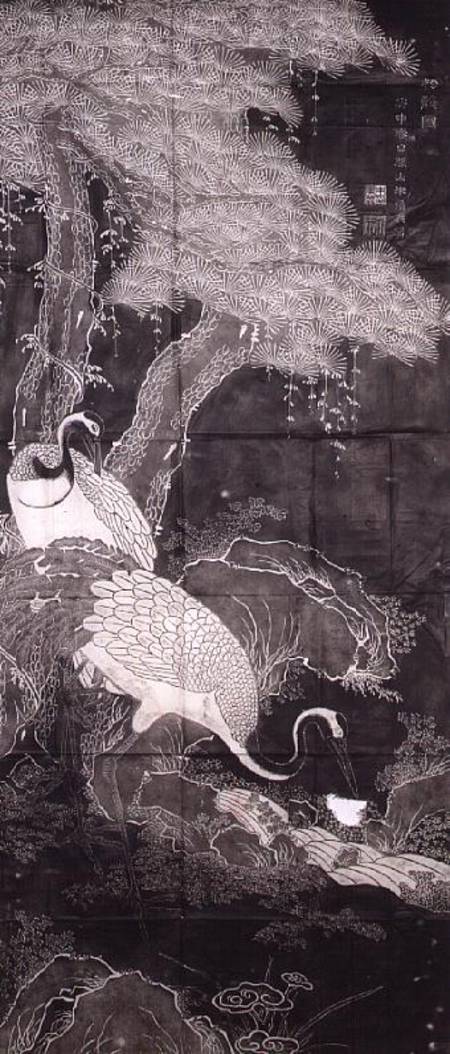 Cranes and pine trees by Chu Chi-i, the subject is a popular Taoist symbol of the long life that is von Anonymous