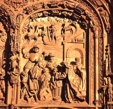 Detail of the exterior of San Estabandepicting the Adoration of the Magi von Anonymous