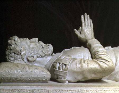 Detail from the tomb of the poet Luiz Vaz de Camoens (c.1524-80) (stone carving) von Anonymous