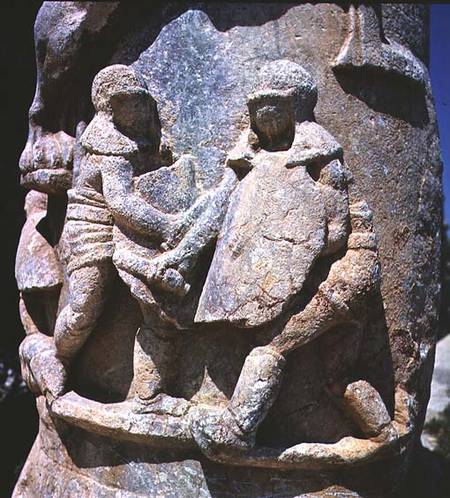 Gladiators carved  relief on a column von Anonymous