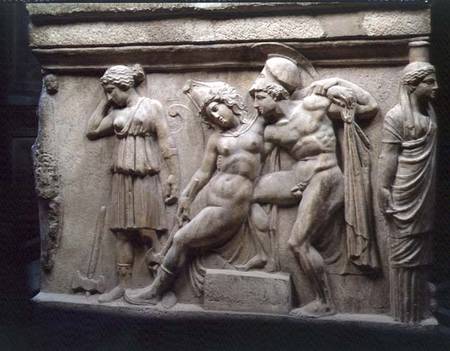 Greek Sarcophagus with a Scene showing the Battle of the Amazons von Anonymous