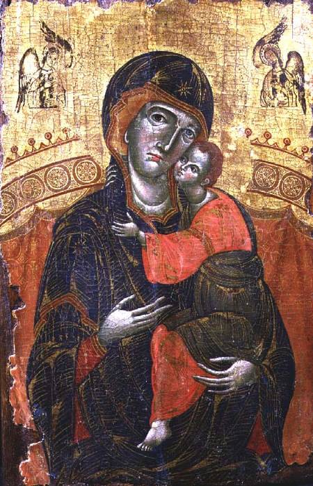 The Mother of God of Tenderness (Eleousa) enthroned, icon, Yugoslavian,from Dalmatia von Anonymous
