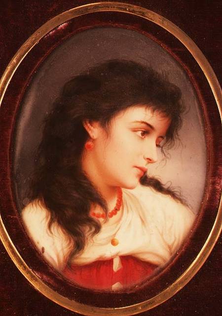 An Oval Continental Plaque of a Young Woman (porcelain) von Anonymous