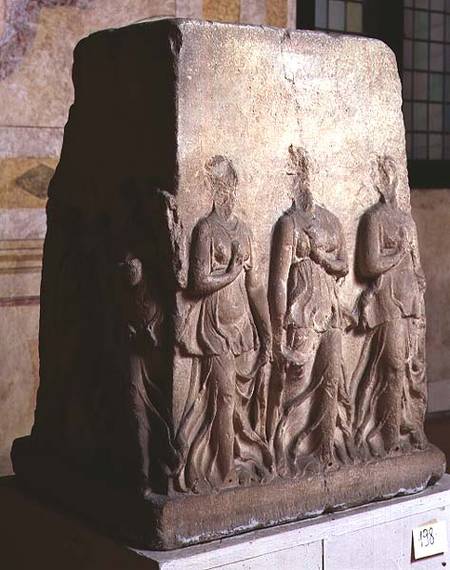 Quadrangular altar with carved maenads Roman von Anonymous