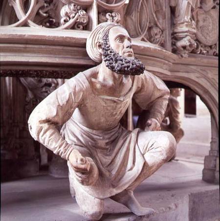 Self portrait of Adam Krafft (1460-1508) sculpture at the base of the ciborium von Anonymous
