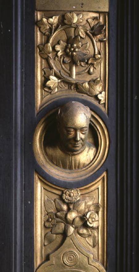 Self portrait of the sculptor Lorenzo Ghiberti (1378-1455) a roundel from the frame of the Gates of von Anonymous