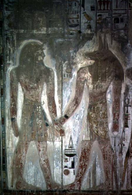 Seti I (1303-1290 BC) and Anubis in the Tomb of SetiDynasty XIX New Kingdom von Anonymous