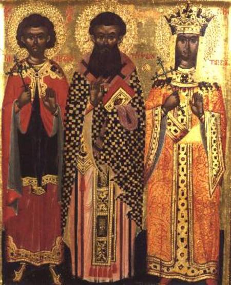 SS. Mercurios, Tryphon and Katherine,icon from the Ionian Isles von Anonymous