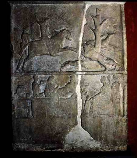 Stela relief depicting a wild boar hunt von Anonymous