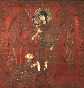 The Archangel Michael with Manuel II Palaeologus (1391-1425), Emperor of the Eastern Roman Empire,By 15th centu