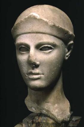 The Athena of Aegina, wearing a helmet, head of a statue, Greek,Aeginetan c.460 BC