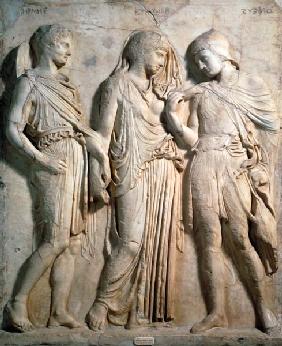 Hermes, Orpheus and Eurydice, relief Roman copy