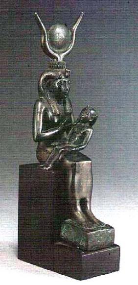 Bronze group of the goddess Isis suckling the infant Horus 26th Dynas