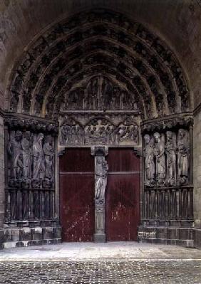 Central portal of the west facade with tympanum depicting The Triumph of the Virgin c.1185-c.1